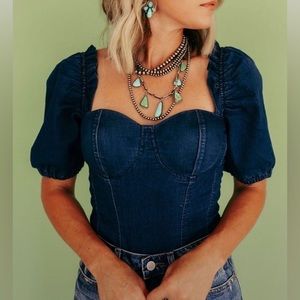 Brand new denim bodysuit western cowgirl